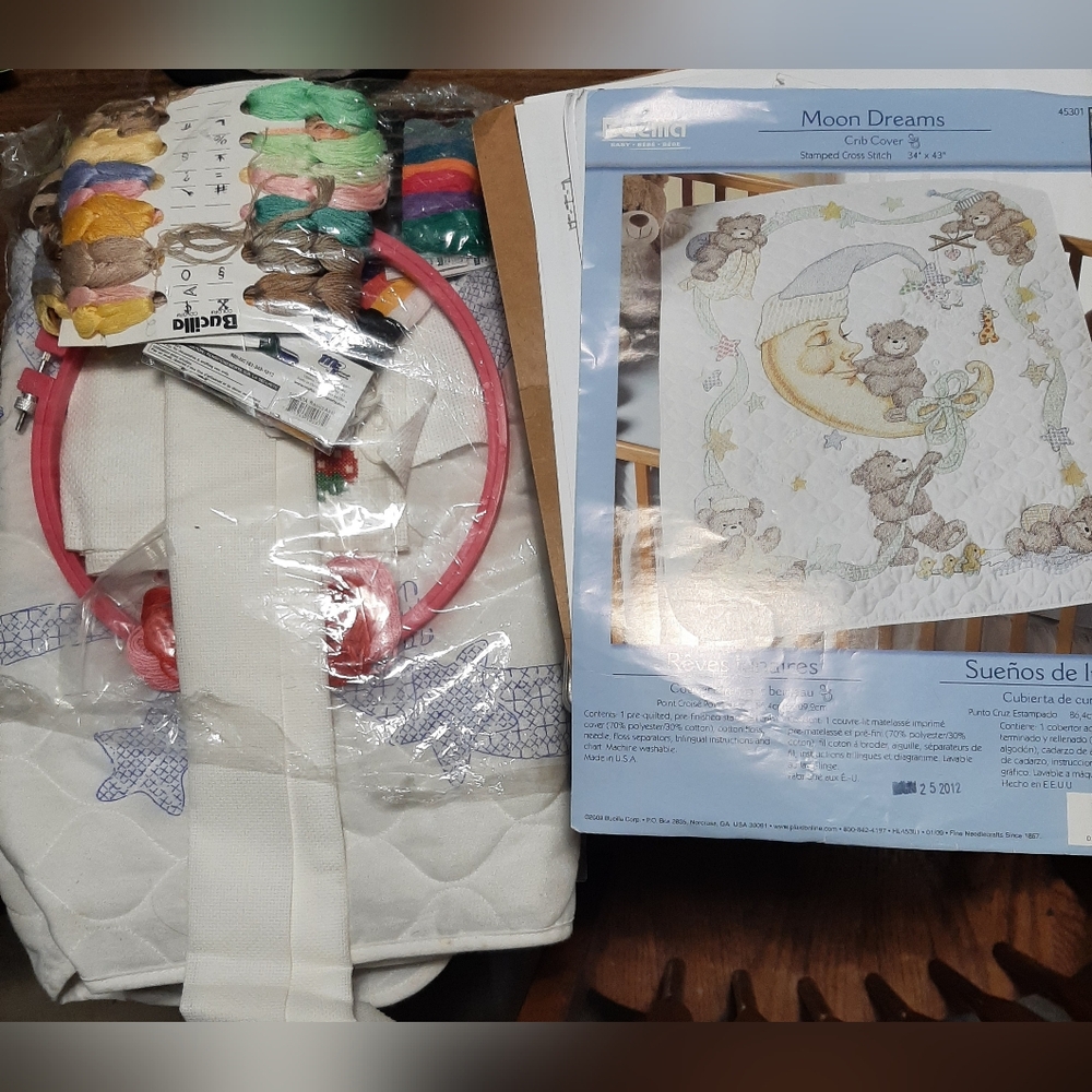 Cross Stitch Crib Blanket and Accessories
